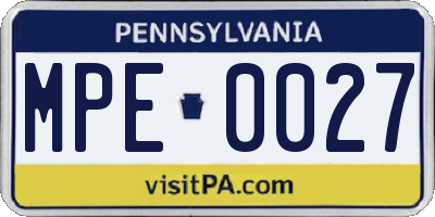 PA license plate MPE0027