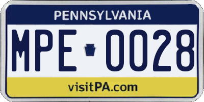 PA license plate MPE0028