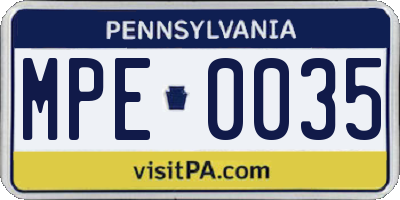 PA license plate MPE0035