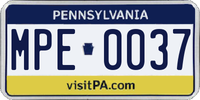 PA license plate MPE0037