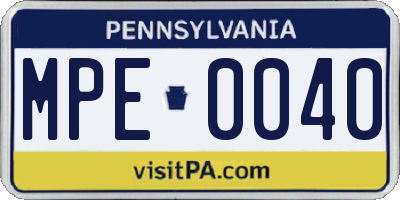 PA license plate MPE0040