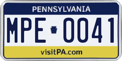 PA license plate MPE0041