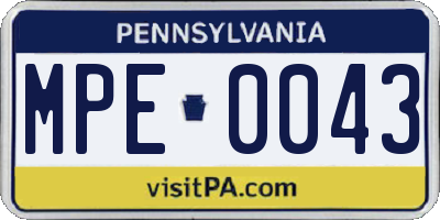 PA license plate MPE0043