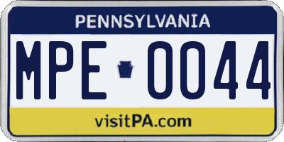 PA license plate MPE0044