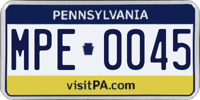 PA license plate MPE0045