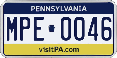 PA license plate MPE0046