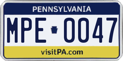 PA license plate MPE0047