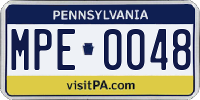 PA license plate MPE0048