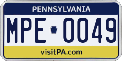 PA license plate MPE0049