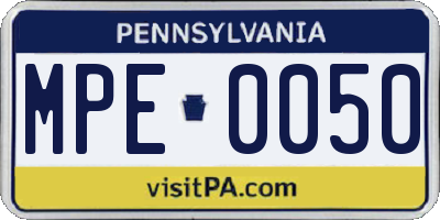 PA license plate MPE0050