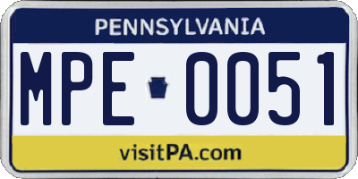 PA license plate MPE0051