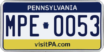 PA license plate MPE0053