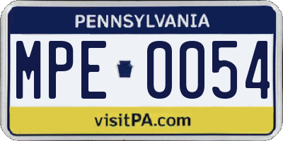 PA license plate MPE0054