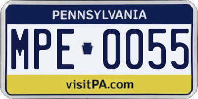 PA license plate MPE0055
