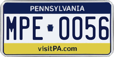 PA license plate MPE0056