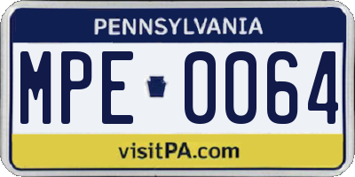 PA license plate MPE0064
