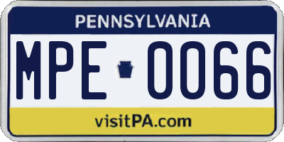 PA license plate MPE0066