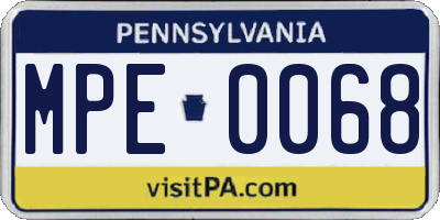 PA license plate MPE0068