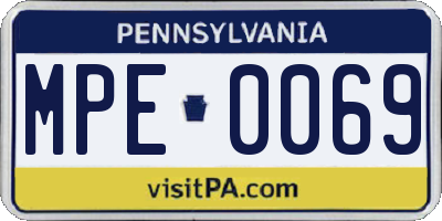 PA license plate MPE0069
