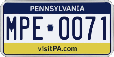 PA license plate MPE0071