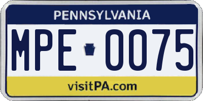 PA license plate MPE0075