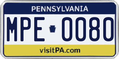 PA license plate MPE0080