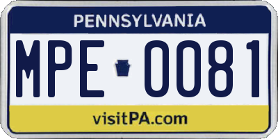 PA license plate MPE0081