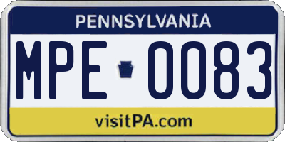 PA license plate MPE0083