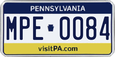 PA license plate MPE0084