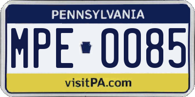 PA license plate MPE0085
