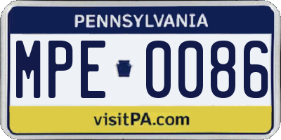 PA license plate MPE0086