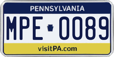 PA license plate MPE0089