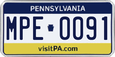 PA license plate MPE0091