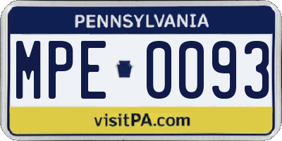 PA license plate MPE0093