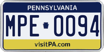 PA license plate MPE0094
