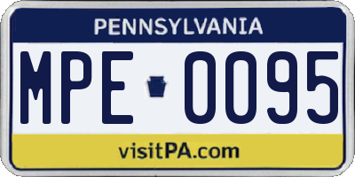 PA license plate MPE0095