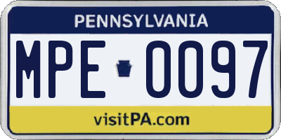 PA license plate MPE0097