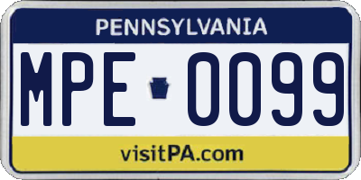 PA license plate MPE0099