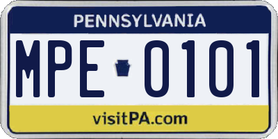 PA license plate MPE0101