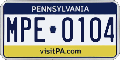 PA license plate MPE0104