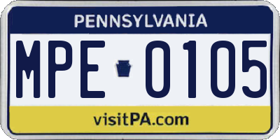 PA license plate MPE0105