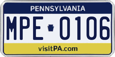 PA license plate MPE0106