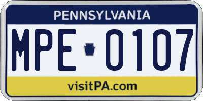 PA license plate MPE0107