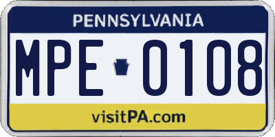 PA license plate MPE0108