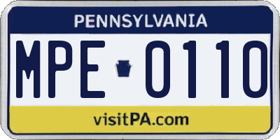 PA license plate MPE0110