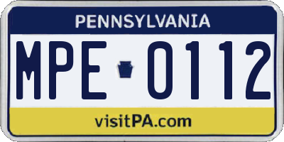 PA license plate MPE0112