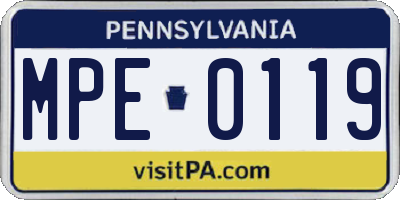 PA license plate MPE0119