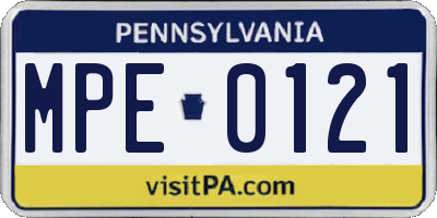 PA license plate MPE0121