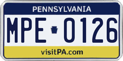 PA license plate MPE0126
