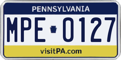 PA license plate MPE0127